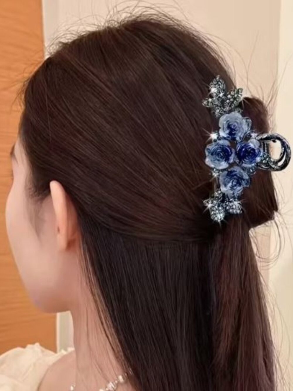 Blue Rose Rhinestone Hair Claw Clip Butterfly Hair Accessories